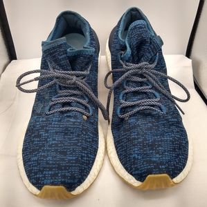 Adidas 14 Mens Blue Pure Boost Cloud Sole AirVents Running LaceUp Woven Sneakers